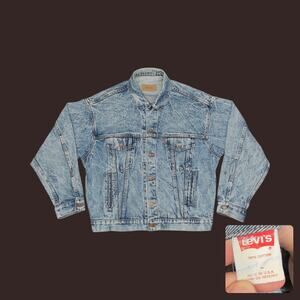 Vintage 90s Levi's Acid Wash Oversized Denim Trucker Jacket Mens XL
